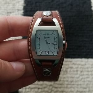 Fossil watch with leather band